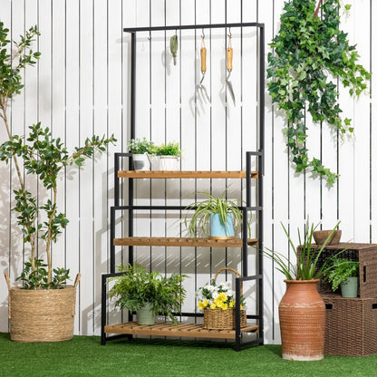 Nancy's Iruna Plant Rack - Flower Stairs - Plant Stairs - Black - ± 80 x 35 x 175 cm