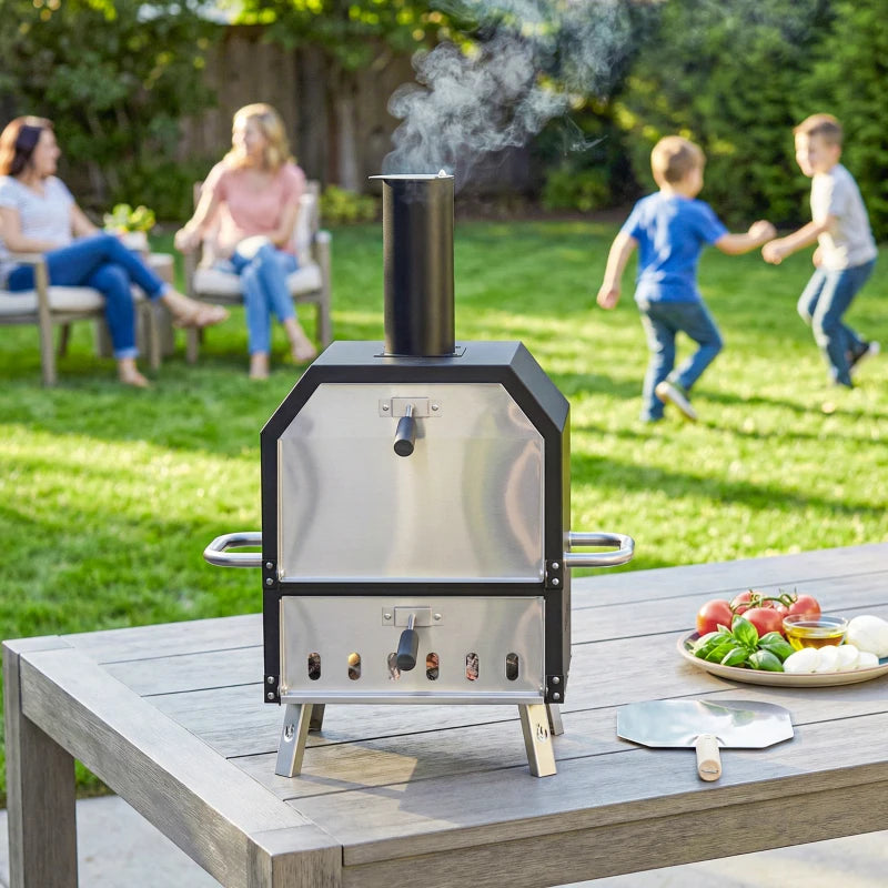 Nancy's Seggiano Houtgestookte Pizzaoven - Grillrooster - Instelbare warmteregeling - Complete pizzaovenset - Zwart