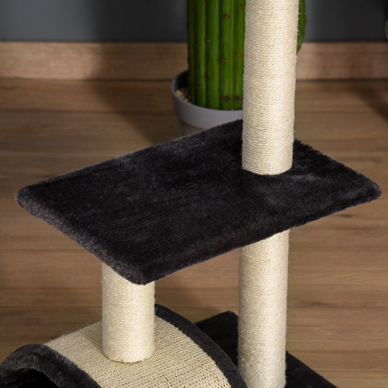 Nancy's Kahului Krabpaal - Krabplank - Zacht Kussen - MDF - Grijs/Beige - 40 x 35 x 72 cm