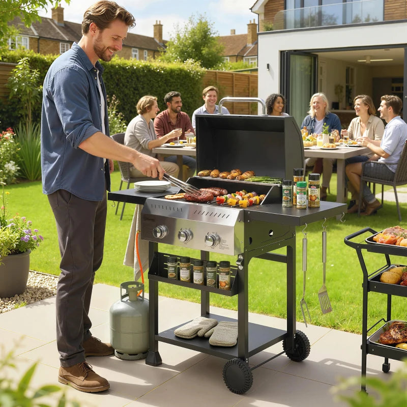 Nancy's Sefro Gasbarbecue - BBQ - Ruim grilloppervlak - Geïntegreerde thermometer - Zwart
