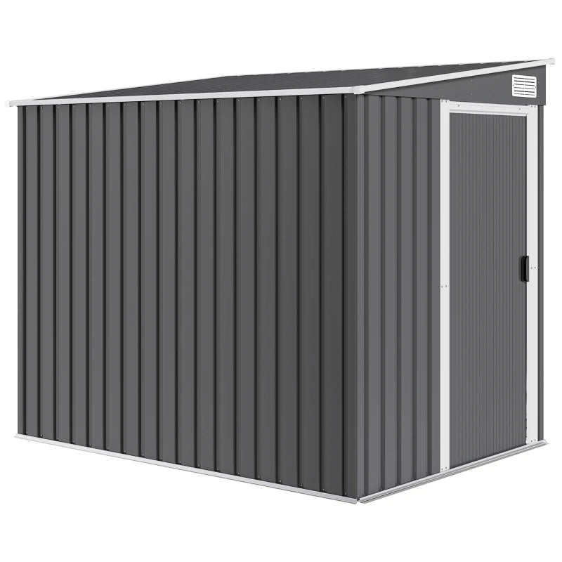 Nancy's Nogara Opbergschuur - Tuinschuur - Tuinhuisje - Gereedschapsschuur - Grijs - Staal - ± 155 x 205 x 160/180 cm