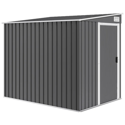Nancy's Nogara Opbergschuur - Tuinschuur - Tuinhuisje - Gereedschapsschuur - Grijs - Staal - ± 155 x 205 x 160/180 cm