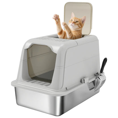 Nancy's Taormina Kattenbak - Katten Toilet - Katten WC - Lichtrijs - RVS / Kunststof - ± 60 x 40 x 40 cm