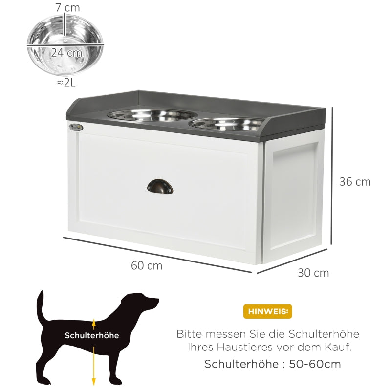 Nancy's Bay City Feeding Station, 2 feeding bowls, 2 liters each, stainless steel, with drawer, for large dogs