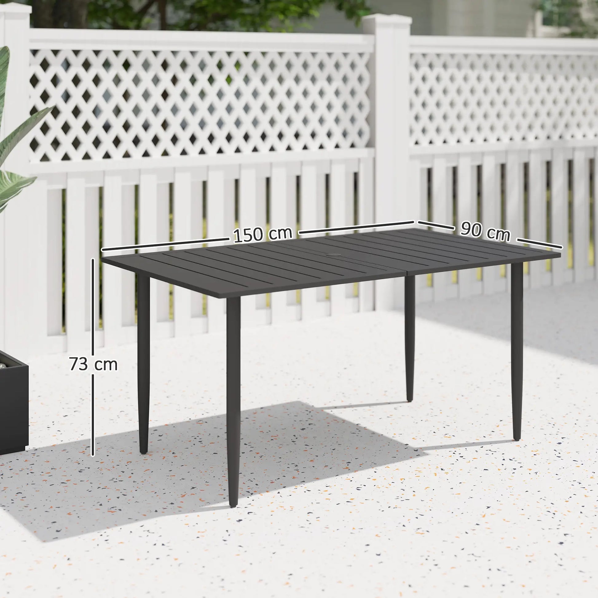 Nancy's Fontanellato Tuintafel - Eettafel voor buiten - Terrastafel - Zwart - Staal - ± 150 x 90 x 75 cm