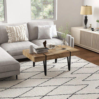 Nancy's Lindoso Salontafel - Koffietafel - Natuurlijk hout - Staal - ± 105 x 60 x 40 cm