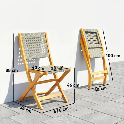 Nancy's Scario Tuinstoelen - Set van 2 - Terrasstoelen - Balkonstoelen - Acaciahout / Rotan