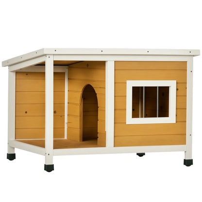 Nancy's Sorbolo Hondenhok - Hondenverblijf voor buiten - Veranda - Dennenhout - ± 85 x 60 x 60 cm