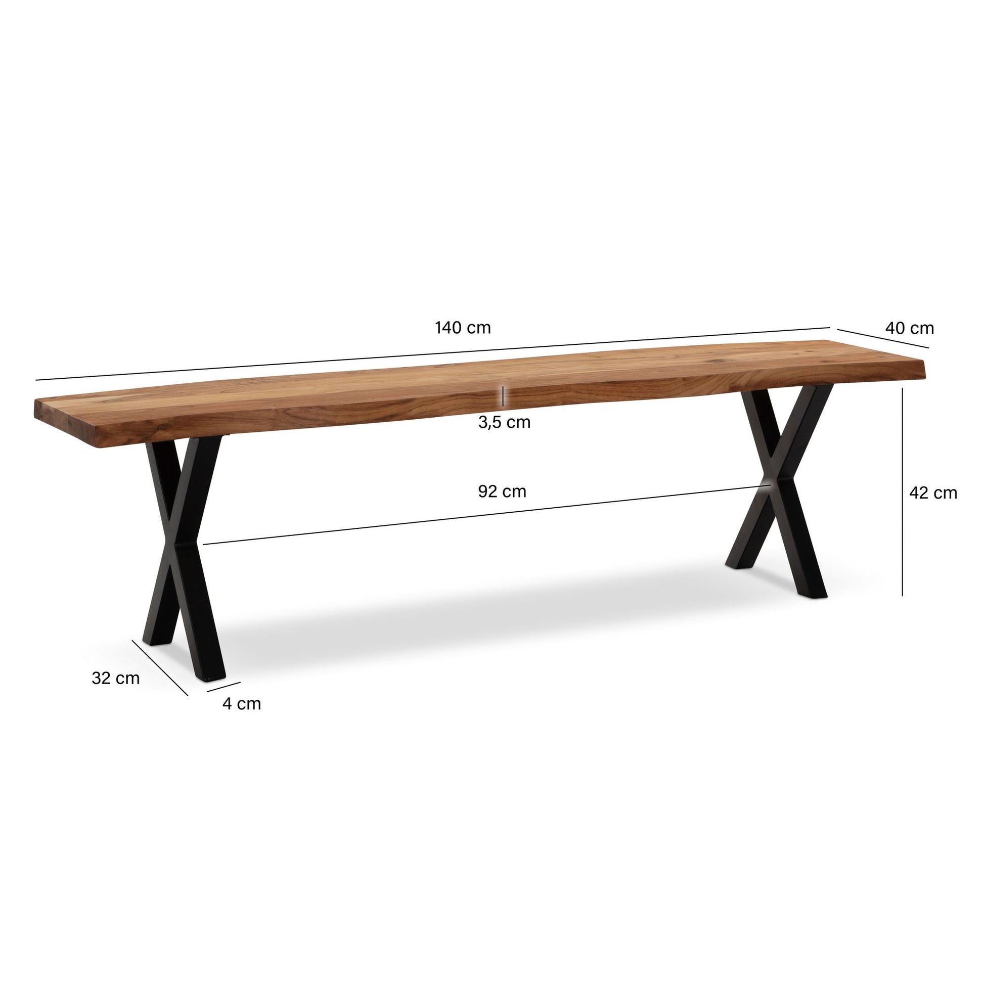 Nancy's Lourasa Eetkamerbank - Eettafelbank - Keukenbank - Eetbank - Acaciahout - 140 cm