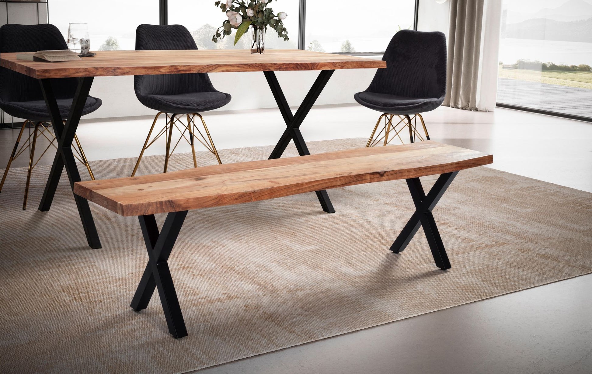 Nancy's Lourasa Eetkamerbank - Eettafelbank - Keukenbank - Eetbank - Acaciahout - 140 cm