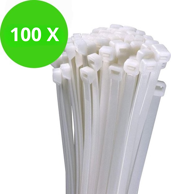 Eleganca Tie wraps - Kabelbinders - T rap - Tie rips - UV Bestendig - Draagkracht 22 kg - Wit - 100 Stuks - 4,8 x 400 mm