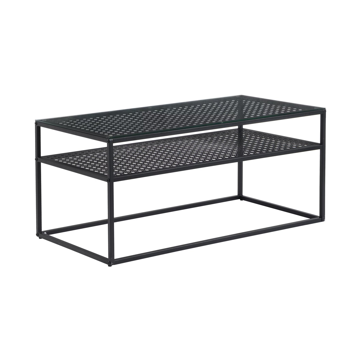 Nancy's Pralungo Salontafel - Koffietalel - Zwart / Glas - 100 x 50 x 45 cm