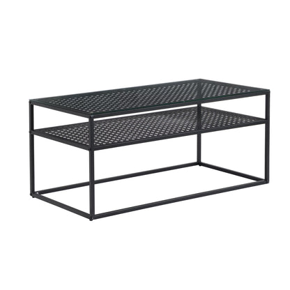 Nancy's Pralungo Salontafel - Koffietalel - Zwart / Glas - 100 x 50 x 45 cm