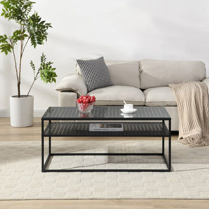 Nancy's Pralungo Salontafel - Koffietalel - Zwart / Glas - 100 x 50 x 45 cm