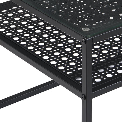 Nancy's Pralungo Salontafel - Koffietalel - Zwart / Glas - 100 x 50 x 45 cm