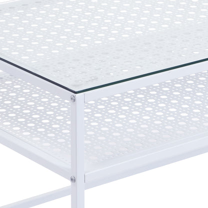 Nancy's Pralungo Salontafel - Koffietalel - Wit / Glas - 100 x 50 x 45 cm