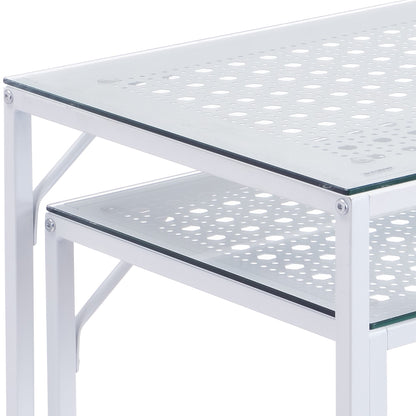 Nancy's Predoi Sidetables Set - Consoletafels - Haltafels - Set van 2 - Wit - Staal / Glas