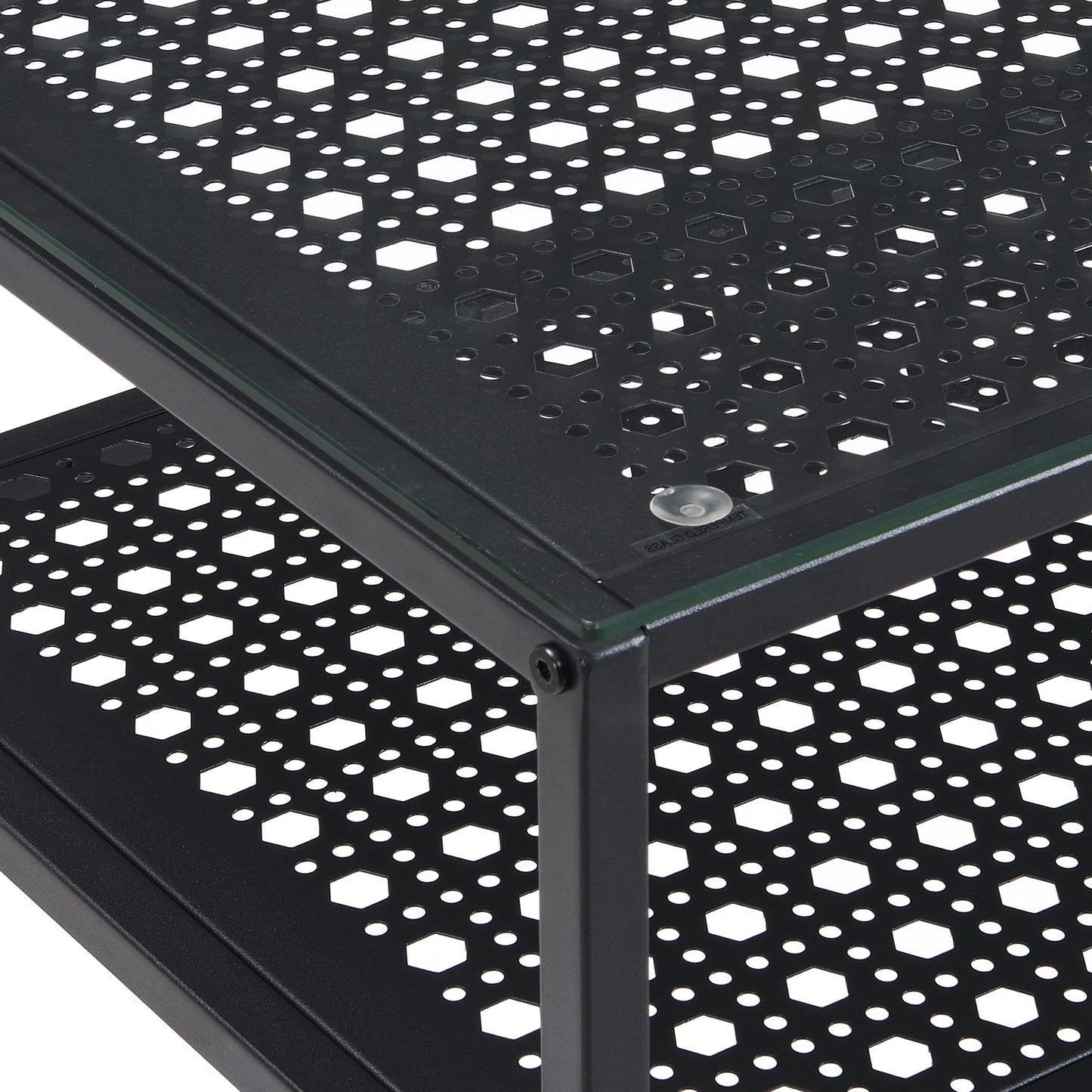 Nancy's Predore Sidetabel - Bijzettafel - Consoletafel - Haltafel - Zwart - Glas / Staal - ± 80 x 40 x 75 cm