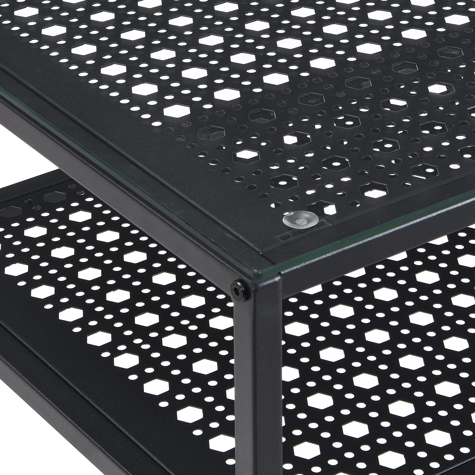 Nancy's Predore Sidetabel - Bijzettafel - Consoletafel - Haltafel - Zwart - Glas / Staal - ± 80 x 40 x 75 cm