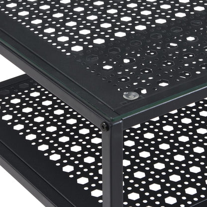 Nancy's Predore Sidetabel - Bijzettafel - Consoletafel - Haltafel - Zwart - Glas / Staal - ± 80 x 40 x 75 cm