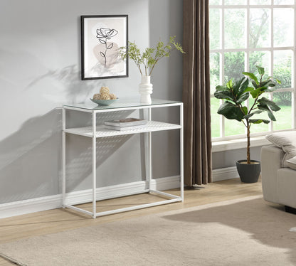 Nancy's Predore Sidetabel - Bijzettafel - Consoletafel - Haltafel - Wit - Glas / Staal - ± 80 x 40 x 75 cm