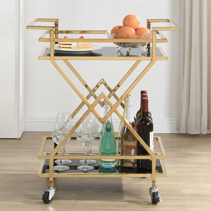 Nancy's Preganziol Trolley - Serveerwagen - Goud - Glas / Staal - 65 x 40 x 80 cm