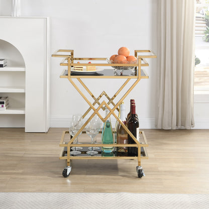 Nancy's Preganziol Trolley - Serveerwagen - Goud - Glas / Staal - 65 x 40 x 80 cm