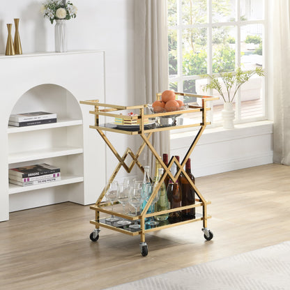 Nancy's Preganziol Trolley - Serveerwagen - Goud - Glas / Staal - 65 x 40 x 80 cm
