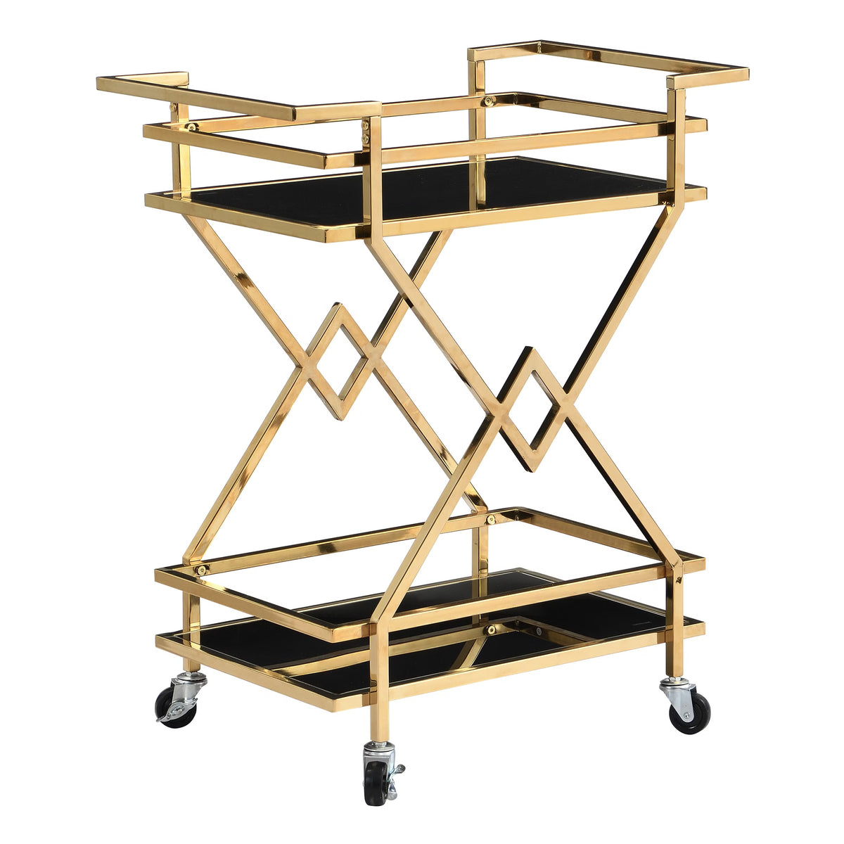 Nancy's Preganziol Trolley - Serveerwagen - Goud - Glas / Staal - 65 x 40 x 80 cm