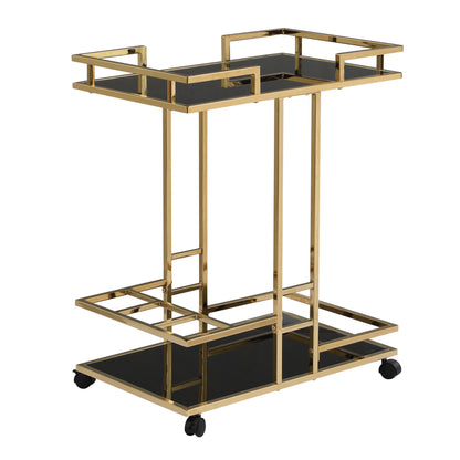 Nancy's Pregasina Serveerwagen - Trolley - Goud - Glas / Staal - ± 65 x 45 x 80 cm