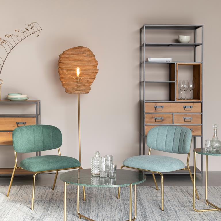 Nancy's Hamilton Salontafel - Koffietafel - Modern - Groen - Marmer / Staal - Ø 70 cm x 40 cm
