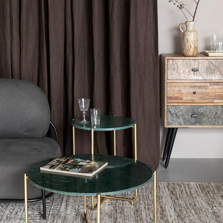 Nancy's Hamilton Salontafel - Koffietafel - Modern - Groen - Marmer / Staal - Ø 70 cm x 40 cm