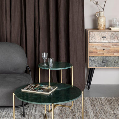 Nancy's Hamilton Salontafel - Koffietafel - Modern - Groen - Marmer / Staal - Ø 70 cm x 40 cm