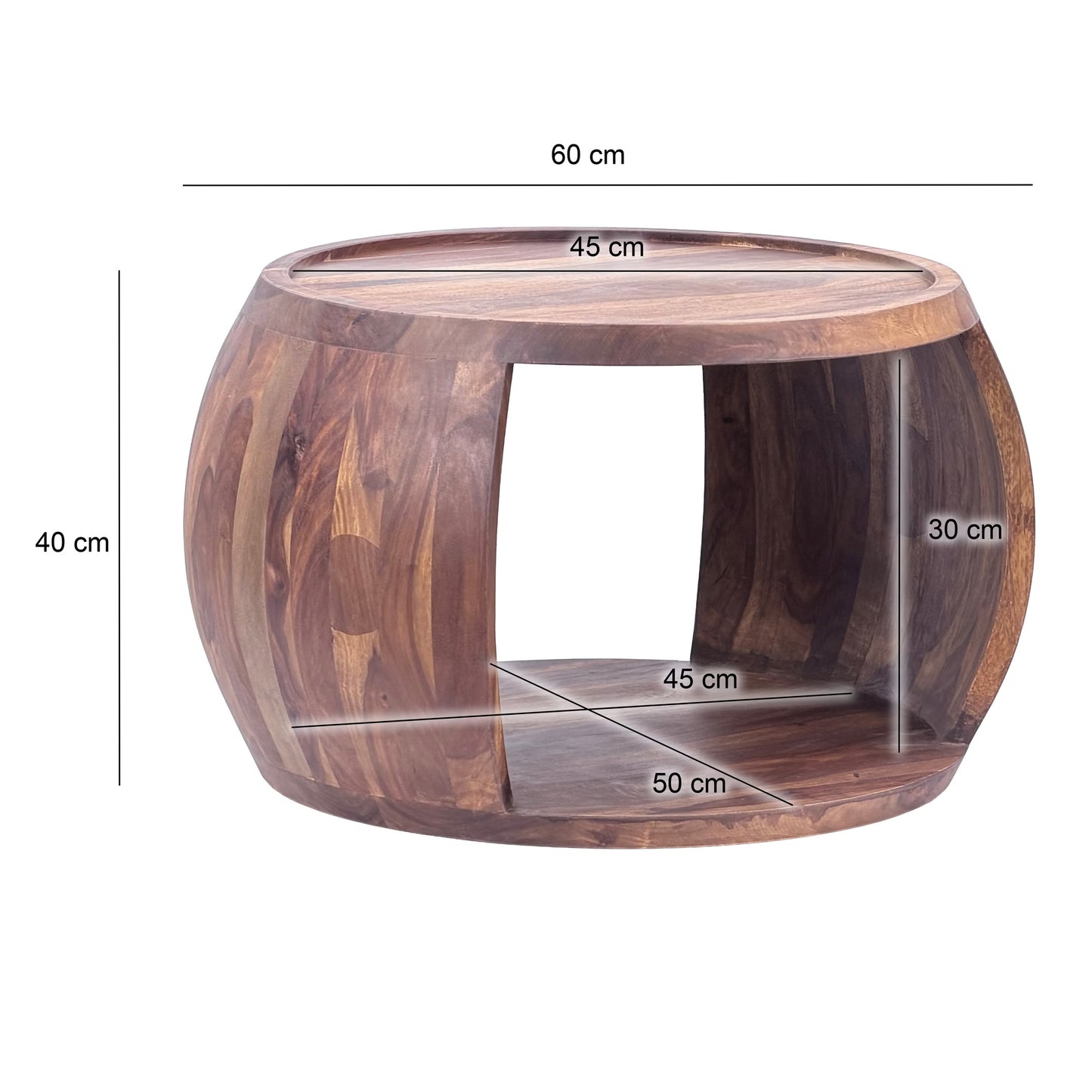 Nancy's Predappio Salontafel - Koffietafel - Massief Sheeshamhout - 60 x 50 x 40 cm