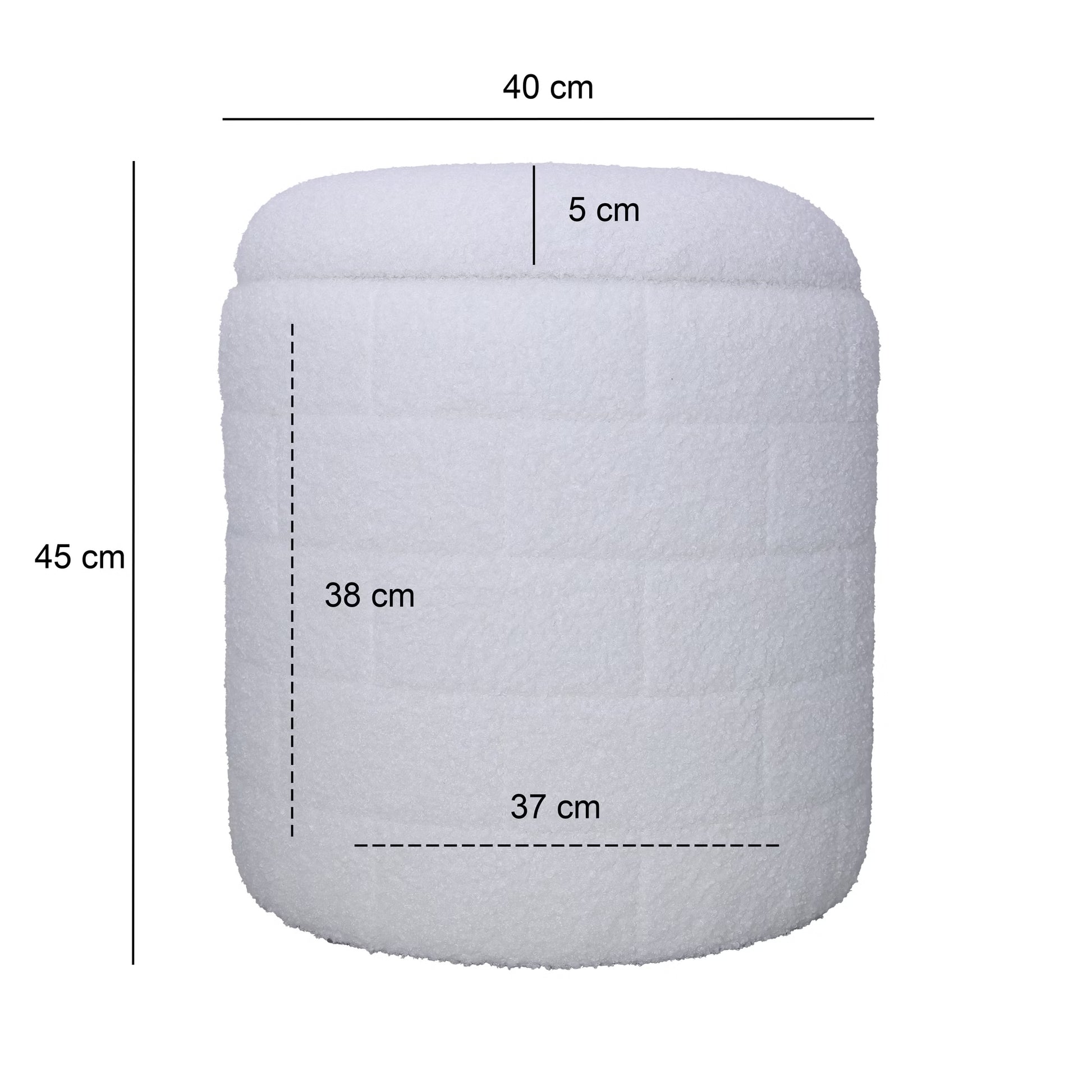 Nancy's Mondavio Poef - Krukje - Wit - Polyester - Ø 40 x 45 cm