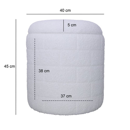 Nancy's Mondavio Poef - Krukje - Wit - Polyester - Ø 40 x 45 cm
