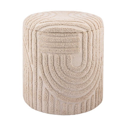 Nancy's Moneglia Poef - Krukje - Beige - Katoen - Ø 40 x 45 cm