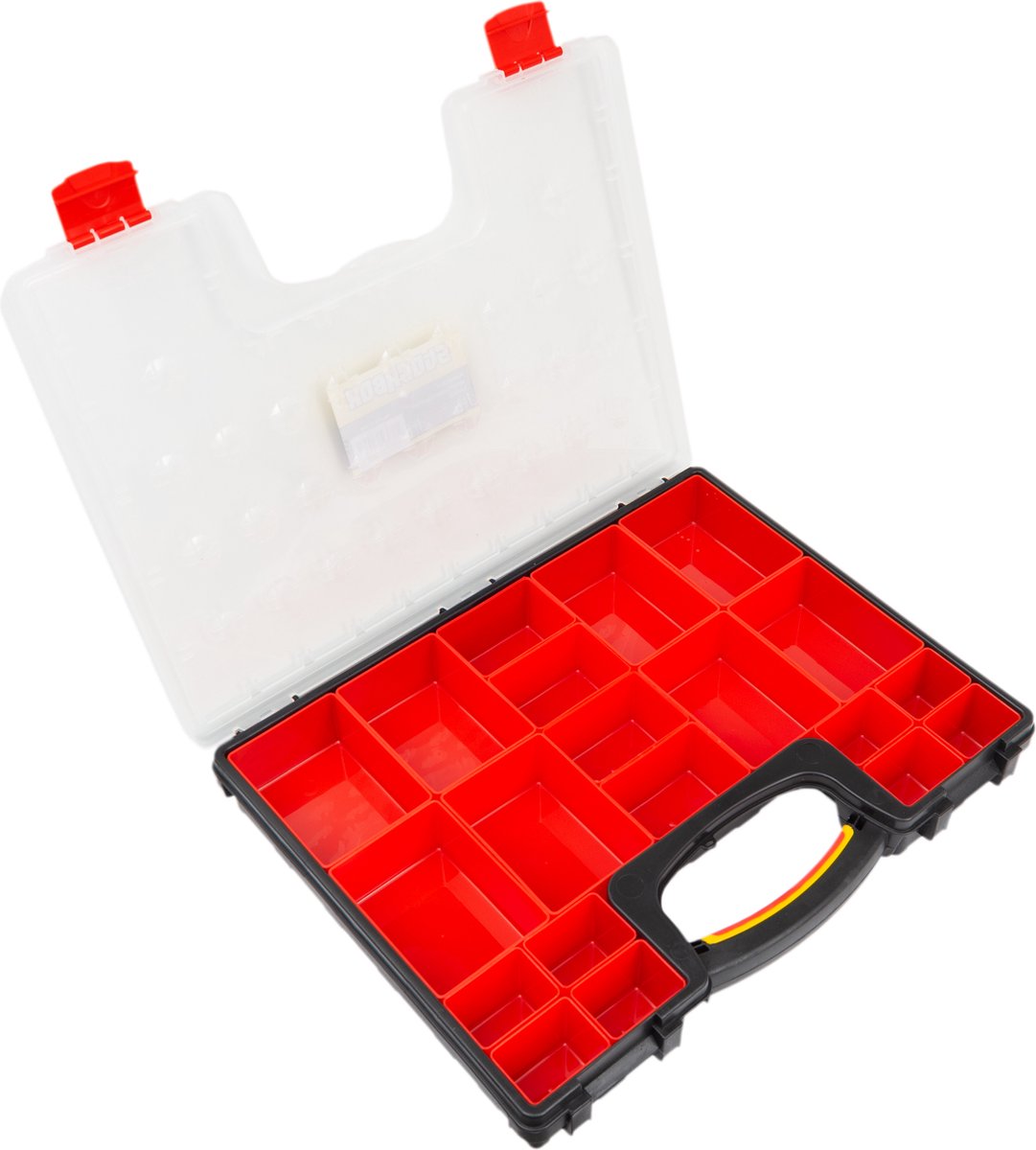 Nancy's Stockbox Tool case with 20 removable compartments Black/Red