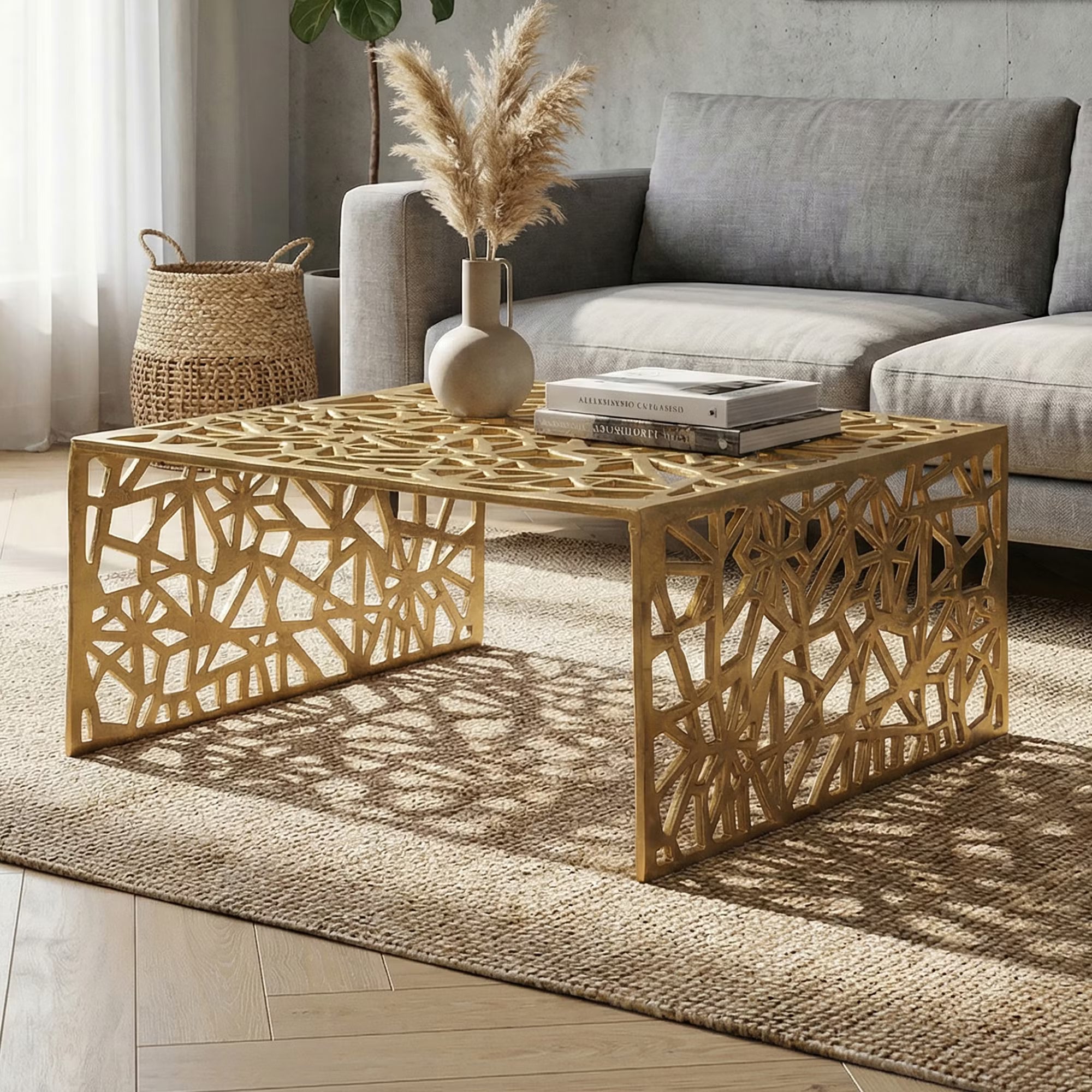Nancy's Uscio Coffee Table - Living Room Table - Gold - Lacquered Aluminum - ± 60 x 60 x 30 cm