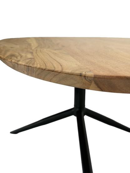 Nancy's Urbino Salontafel - Koffietafel - Ovaal - Massief Acaciahout / Staal - ± 85 x 50 x 35 cm