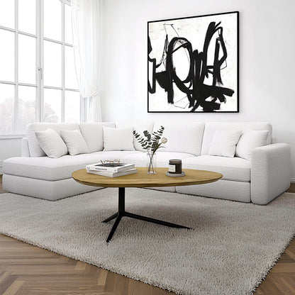 Nancy's Urbino Salontafel - Koffietafel - Ovaal - Massief Acaciahout / Staal - ± 85 x 50 x 35 cm
