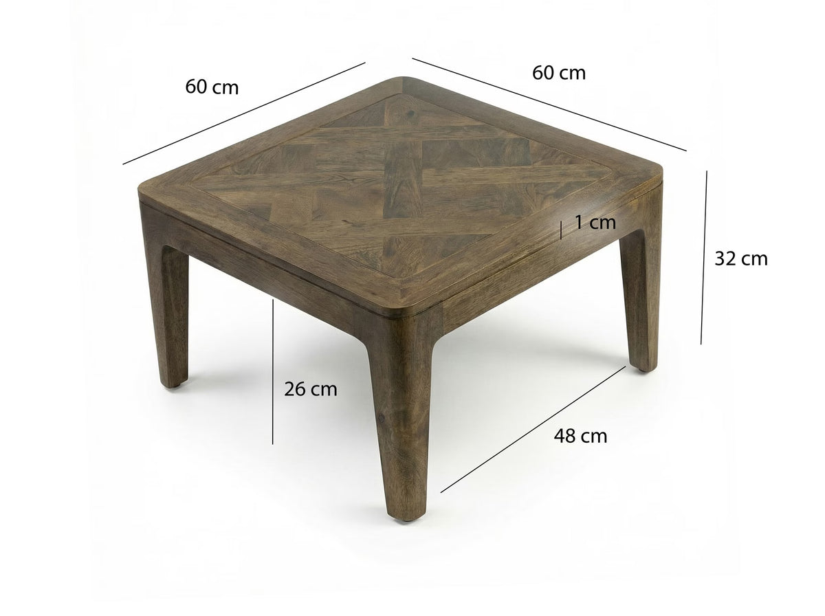 Nancy's Triuggio Salontafel - Koffietafel - Bijzettafel - Massief Mangohout - ± 60 x 60 x 30 cm