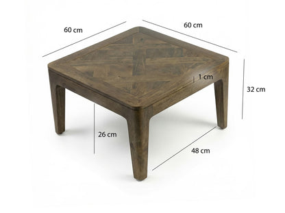 Nancy's Triuggio Salontafel - Koffietafel - Bijzettafel - Massief Mangohout - ± 60 x 60 x 30 cm