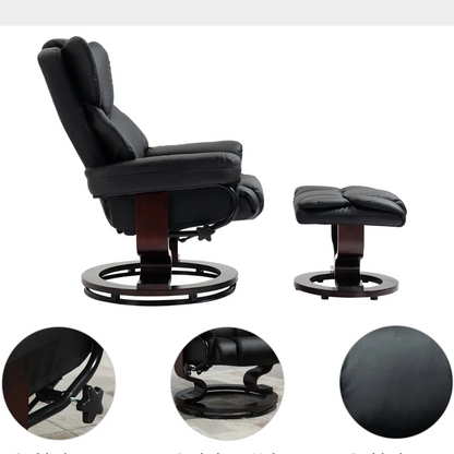 Nancy's Gusta - Relaxfauteuil - Relaxstoel - Verstelbare rugleuning - Draaibaar - Zwart - Kunstleer kopie