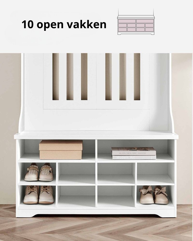 Nancy's Pralungo Wandgarderobe - Garderobekast - Halgarderobe - Wit - 100 x 35 x 180 cm