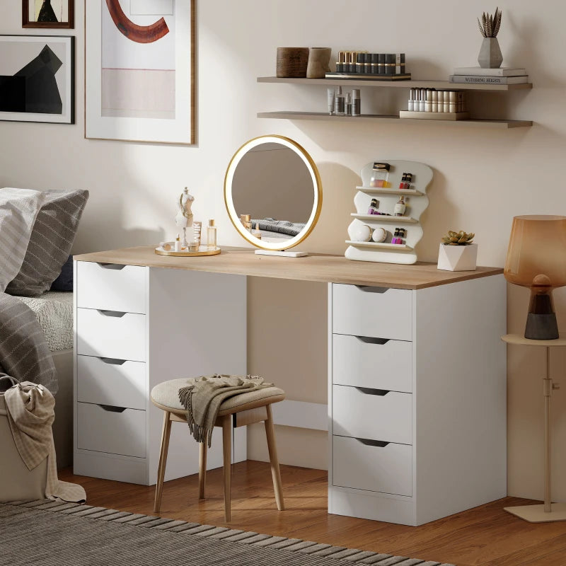 Nancy's Ossana Bureau - Computertafel - Met Lades - Wit / Natuurlijk hout - ± 140 x 55 x 75 cm