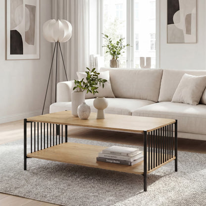 Nancy's Trichiana Salontafel - Koffietafel - Bruin / Zwart - ± 110 x 60 x 40 cm