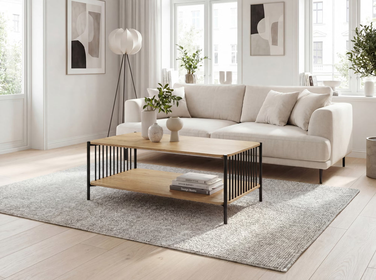 Nancy's Trichiana Salontafel - Koffietafel - Bruin / Zwart - ± 110 x 60 x 40 cm