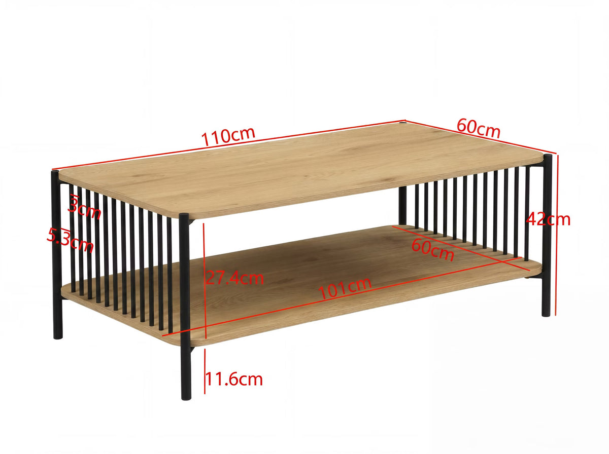 Nancy's Trichiana Salontafel - Koffietafel - Bruin / Zwart - ± 110 x 60 x 40 cm