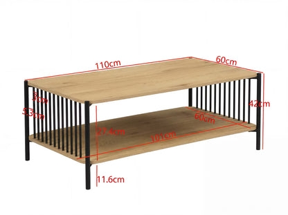 Nancy's Trichiana Salontafel - Koffietafel - Bruin / Zwart - ± 110 x 60 x 40 cm
